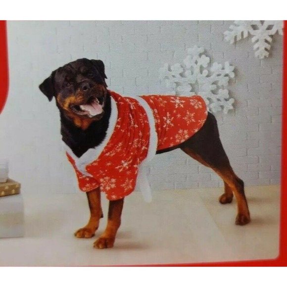 Wondershop Dog Cat Pet Red Robe Christmas Snowflake Fleece Dog Size XS - Picture 2 of 6